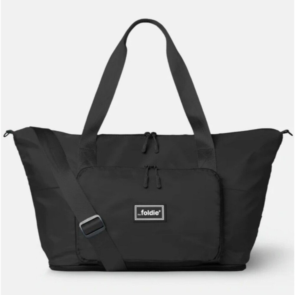 The Foldie Travel Bag Black 40L Tote Waterproof  Shoulder Strap Under Seat